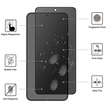 Samsung Galaxy S25 Edge Privacy Full Cover Skærmbeskyttelse Hærdet Glas - Sort Kant