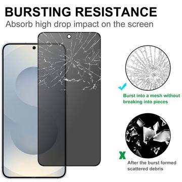 Samsung Galaxy S25 Edge Privacy Full Cover Skærmbeskyttelse Hærdet Glas - Sort Kant