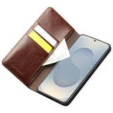 Samsung Galaxy S25 Edge Qialino Classic Læderpung - Mørkebrun