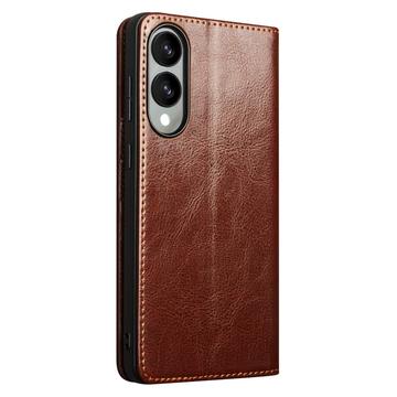 Samsung Galaxy S25 Edge Qialino Classic Læderpung - Mørkebrun
