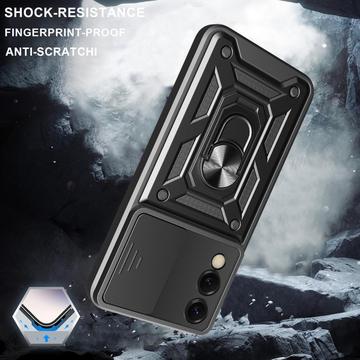 Samsung Galaxy S25 Edge Roterende Ring Hybrid Cover med Kameraskjold - Blå
