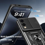 Samsung Galaxy S25 Edge Roterende Ring Hybrid Cover med Kameraskjold - Blå