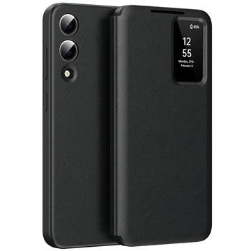 Samsung Galaxy S25 Edge Smart Clear View Flip etui med kortplads - Sort