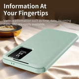 Samsung Galaxy S25 Edge Smart Clear View Flip etui med kortplads - Lysegrøn