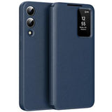 Samsung Galaxy S25 Edge Smart Clear View Flip etui med kortplads - Safir
