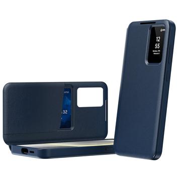 Samsung Galaxy S25 Edge Smart Clear View Flip etui med kortplads - Safir