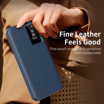 Samsung Galaxy S25 Edge Smart Clear View Flip etui med kortplads - Safir