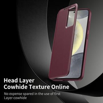 Samsung Galaxy S25 Edge Smart Clear View Flip etui med kortplads - Vinrød