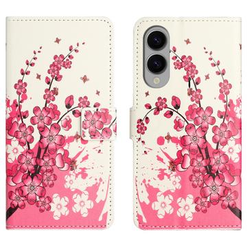 Samsung Galaxy S25 Edge Style Series Pung Taske - Pink Blomster