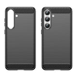 Samsung Galaxy S25 FE Børstet TPU Cover - Karbonfiber - Sort