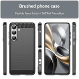 Samsung Galaxy S25 FE Børstet TPU Cover - Karbonfiber - Sort