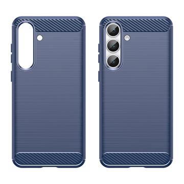 Samsung Galaxy S25 FE Børstet TPU Cover - Karbonfiber - blå