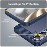 Samsung Galaxy S25 FE Børstet TPU Cover - Karbonfiber - blå