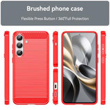 Samsung Galaxy S25 FE Børstet TPU Cover - Karbonfiber - rød