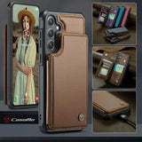 Samsung Galaxy S25 FE Caseme C22-etui RFID-kortpung - brun