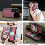 Samsung Galaxy S25 FE Caseme C22-etui RFID-kortpung - rød