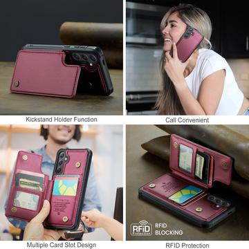 Samsung Galaxy S25 FE Caseme C22-etui RFID-kortpung - rød