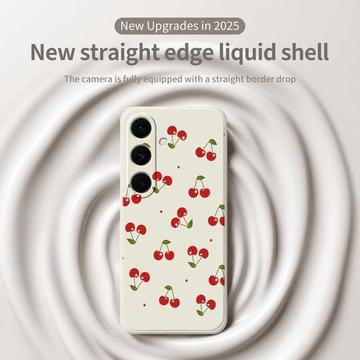 Samsung Galaxy S25 FE TPU-cover med kirsebærmønster - Beige