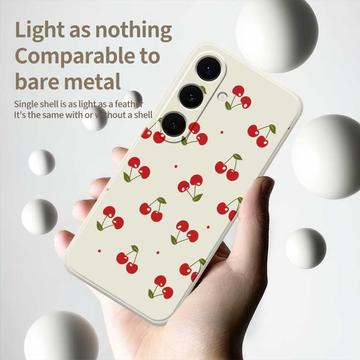 Samsung Galaxy S25 FE TPU-cover med kirsebærmønster - Beige