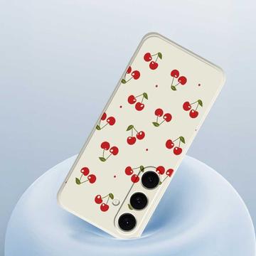 Samsung Galaxy S25 FE TPU-cover med kirsebærmønster - Beige