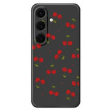 Samsung Galaxy S25 FE TPU-cover med kirsebærmønster - sort