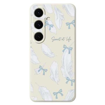 Samsung Galaxy S25 FE TPU-cover med fjermønster - Beige