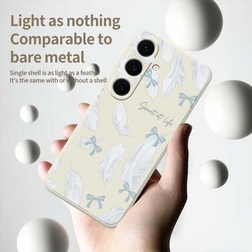Samsung Galaxy S25 FE TPU-cover med fjermønster - Beige