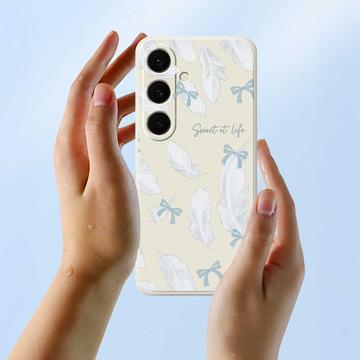 Samsung Galaxy S25 FE TPU-cover med fjermønster - Beige