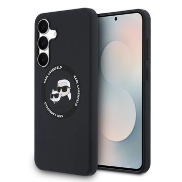 Samsung Galaxy S25 FE Karl Lagerfeld Double Heads Flydende Silikone MagSafe Cover - sort
