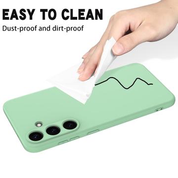 Samsung Galaxy S25 FE Flydende silikone cover med håndrem - grøn