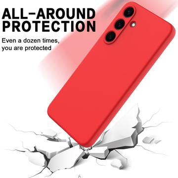 Samsung Galaxy S25 FE Flydende silikone cover med håndrem - rød