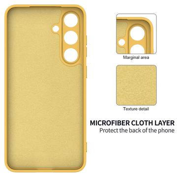 Samsung Galaxy S25 FE Flydende silikone cover med håndrem - gul