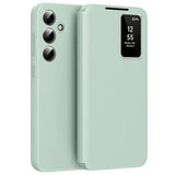 Samsung Galaxy S25 FE Smart Clear View Flip etui med kortplads - Lysegrøn
