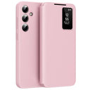 Samsung Galaxy S25 FE Smart Clear View Flip etui med kortplads - Pink