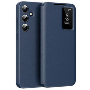 Samsung Galaxy S25 FE Smart Clear View Flip etui med kortplads - Safir
