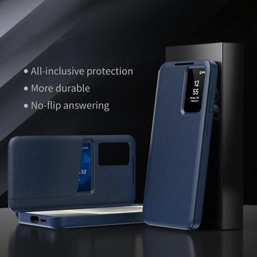 Samsung Galaxy S25 FE Smart Clear View Flip etui med kortplads - Safir