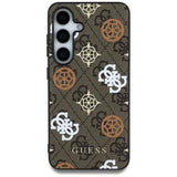 Samsung Galaxy S25 Guess 4G Printed Colored Peony Pattern MagSafe Cover - Brun