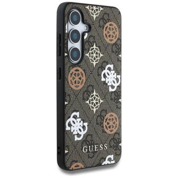 Samsung Galaxy S25 Guess 4G Printed Colored Peony Pattern MagSafe Cover - Brun