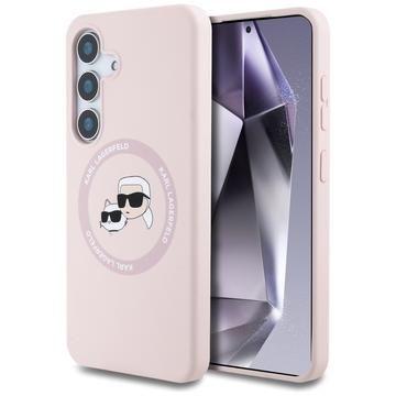 Samsung Galaxy S25 Karl Lagerfeld Double Heads Flydende Silikone MagSafe Cover - Pink
