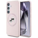 Samsung Galaxy S25 Karl Lagerfeld Double Heads Flydende Silikone MagSafe Cover - Pink