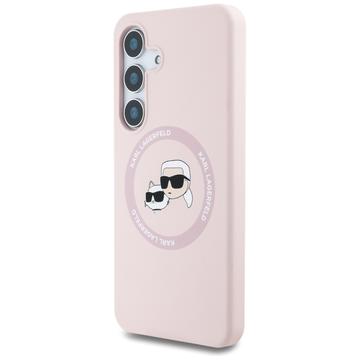 Samsung Galaxy S25 Karl Lagerfeld Double Heads Flydende Silikone MagSafe Cover - Pink