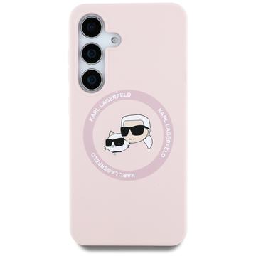 Samsung Galaxy S25 Karl Lagerfeld Double Heads Flydende Silikone MagSafe Cover - Pink
