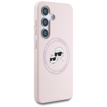Samsung Galaxy S25 Karl Lagerfeld Double Heads Flydende Silikone MagSafe Cover - Pink