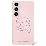 Samsung Galaxy S25 Karl Lagerfeld Rhinestones Karl Head Logo Cover - Pink