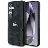 Samsung Galaxy S25 Lacoste Monogram med Sølv Krokodille Logo Cover - MagSafe-kompatibel - Sort