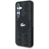 Samsung Galaxy S25 Lacoste Monogram med Sølv Krokodille Logo Cover - MagSafe-kompatibel - Sort