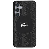 Samsung Galaxy S25 Lacoste Monogram med Sølv Krokodille Logo Cover - MagSafe-kompatibel - Sort