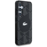 Samsung Galaxy S25 Lacoste Monogram med Sølv Krokodille Logo Cover - MagSafe-kompatibel - Sort