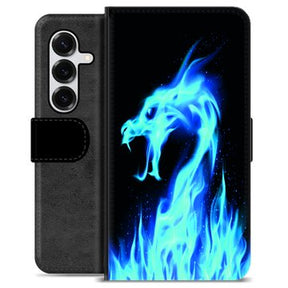 Samsung Galaxy S25+ Premium Flip Cover med Pung - Blå Ild Drage