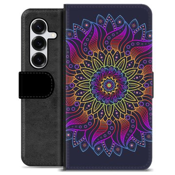 Samsung Galaxy S25+ Premium Flip Cover med Pung - Farverig Mandala